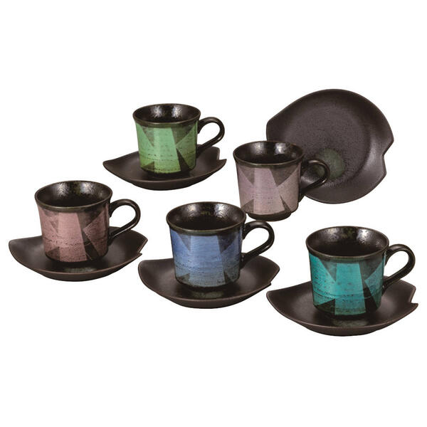 九谷焼 コーヒーセット（カップ＆ソーサー5客セット）銀彩K9-1122