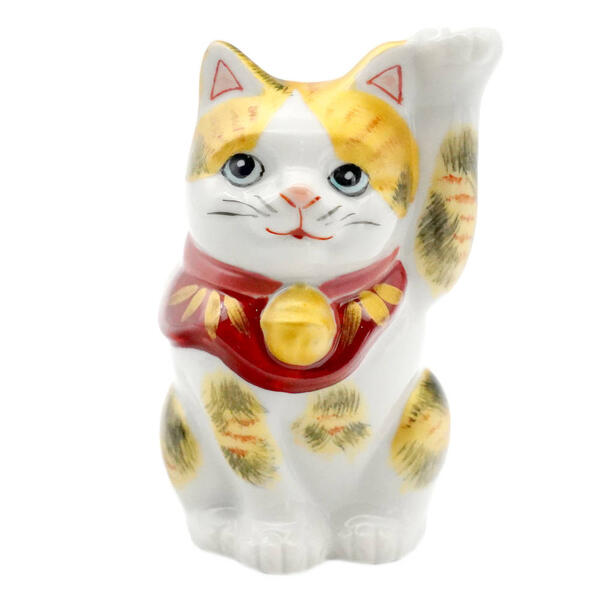 九谷焼2.8号招き猫金彩三毛K9-...