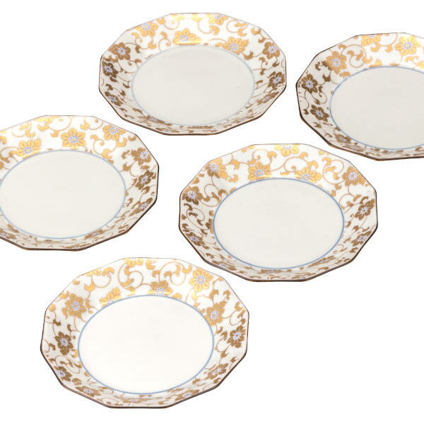 九谷焼 5.2号皿揃（5枚セット）白粒鉄仙K9-167