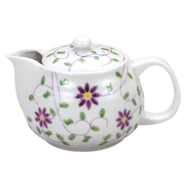 九谷焼 ポット急須（360ml）花唐草文（網付）K9-628