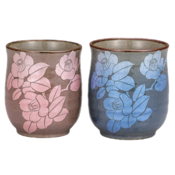 乐天商城 - 九谷焼 組湯呑み（夫婦湯呑）銀彩山茶花K9-760 [敬老の日ギフトプレゼント]
