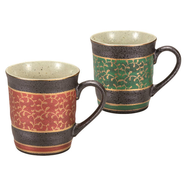 九谷焼 ペアマグカップ 金唐草K9-1016