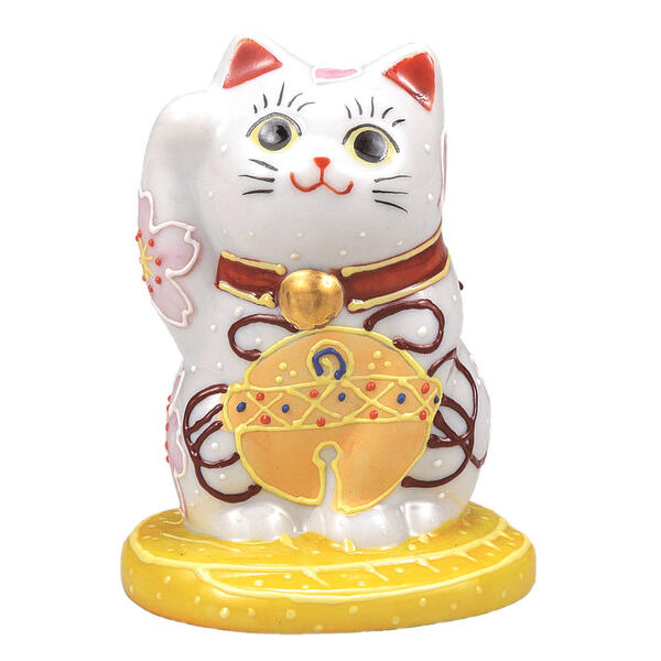 樂天商城 - 九谷焼 3号小判乗り招き猫（右手金運招き猫）福鈴K9-1523