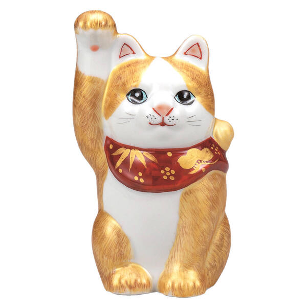 乐天商城 - 九谷焼 4号招き猫（右手金運招き猫）金彩毛描K9-1546