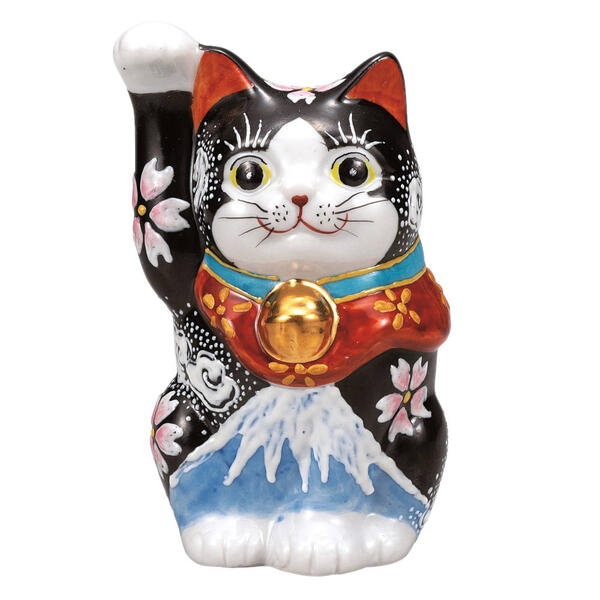 乐天商城 - 九谷焼 4号招き猫（右手金運招き猫）白富士K9-1586