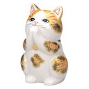 九谷焼 3.2号お祈り猫(招き猫)金彩三毛K9-1589