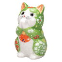 九谷焼 3.2号お祈り猫(招き猫)ひわ盛K9-1597