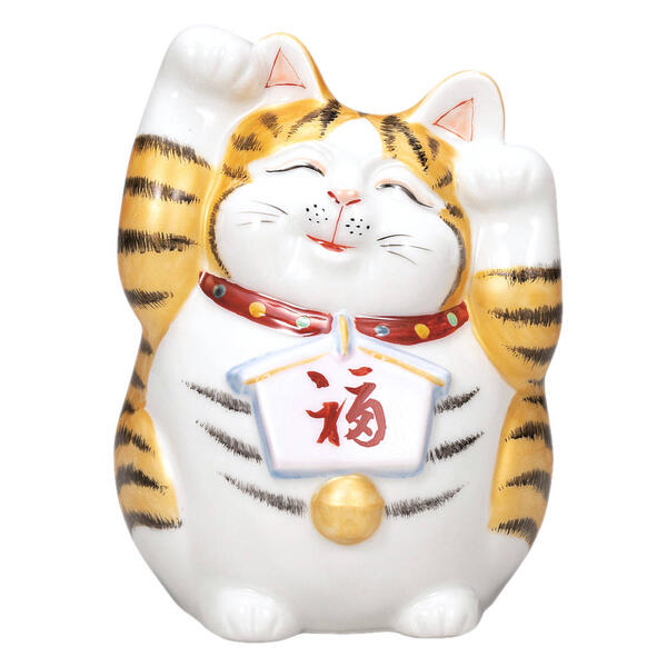 樂天商城 - 九谷焼 4.5号絵馬招き猫 金彩 両手上げK9-1631