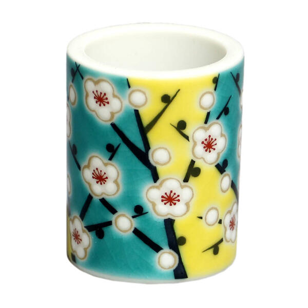 九谷焼 青郊窯歯ブラシスタンド 梅TS-06 [ハブラシスタンド ペン立て]