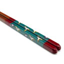 青郊窯 九谷色絵若狭塗箸 鶴(赤 21cm)IC-03R