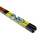 青郊窯 九谷色絵若狭塗箸 瓢間取(黒 23cm)IC-04B