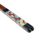 青郊窯 九谷色絵若狭塗箸 梅菊(黒 23cm)IC-06B