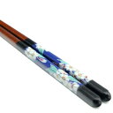 青郊窯 九谷色絵若狭塗箸 桜(黒 23cm)IC-12B