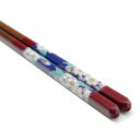 青郊窯 九谷色絵若狭塗箸 桜(赤 21cm)IC-12R