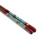 青郊窯 九谷色絵若狭塗箸 獅子舞(赤 21cm)IC-13R