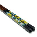 青郊窯 九谷色絵若狭塗箸 色絵牡丹(黒 23cm)IC-14B