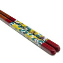 青郊窯 九谷色絵若狭塗箸 色絵牡丹(赤 21cm)IC-14R