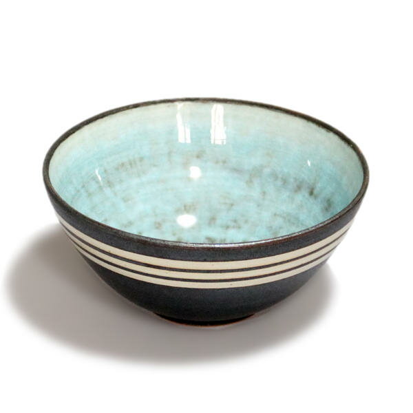 苧野憲夫 九谷焼飯碗（ご飯茶碗）彩流白輪碗（大/白輪太め）径13.5cm×高6cm