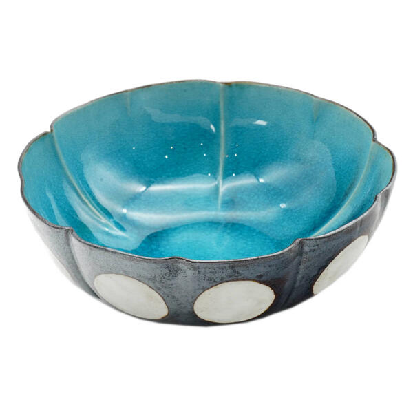 苧野憲夫 九谷焼5号鉢 輪花丸文