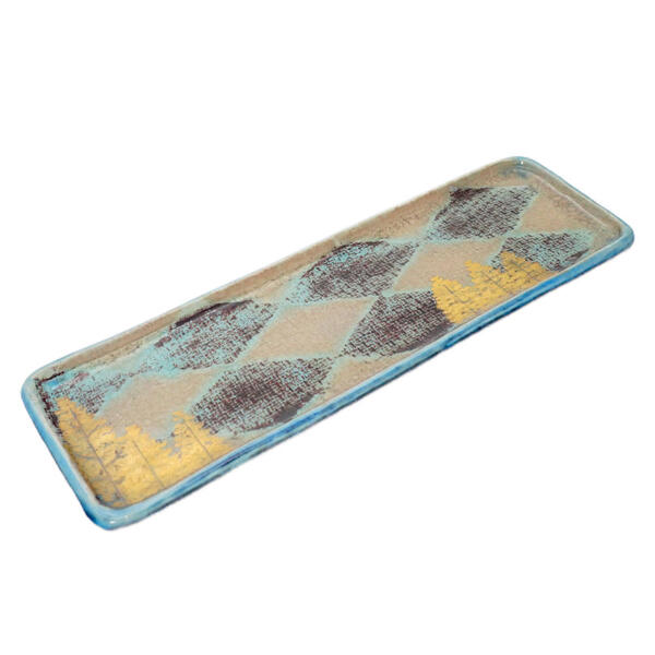 苧野憲夫 九谷焼10号長皿 林 [長角皿 大皿]