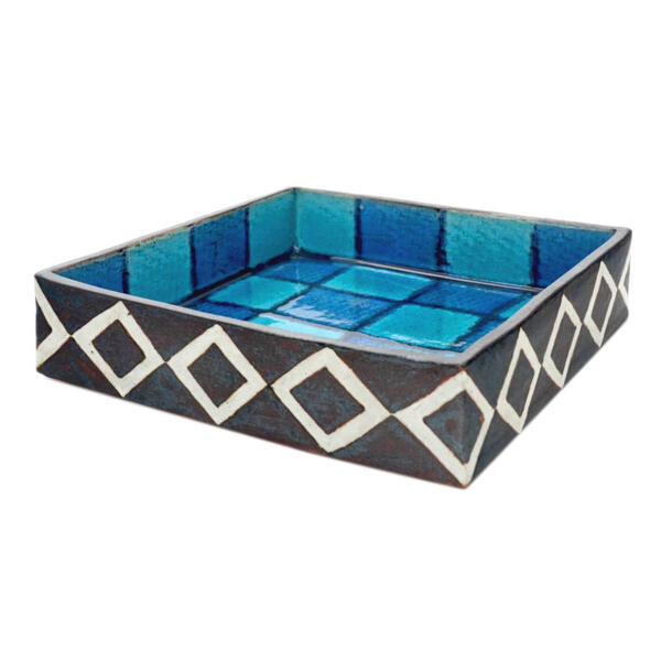 苧野憲夫 九谷焼四方皿（角皿）フチ高 市松