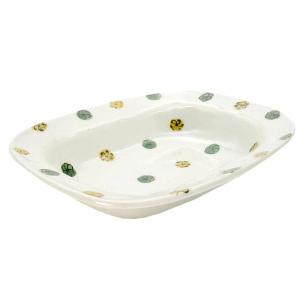 陶房ななかまど 九谷焼角丸リム皿（角長皿）色絵小花 【クーポン対象外商品・全クーポン使用不可】