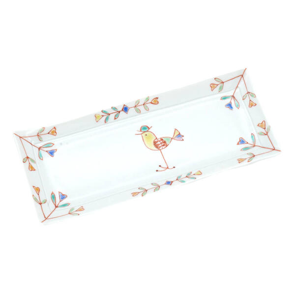 九谷焼 銀舟窯5.6号タタラ長皿 鳥 10012744