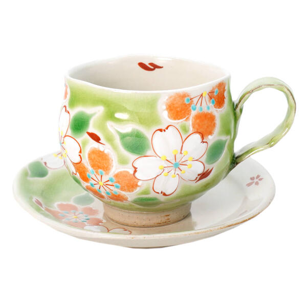 九谷焼 虚空蔵窯カップ＆ソーサー 彩日和 ライトグリーン 10012362