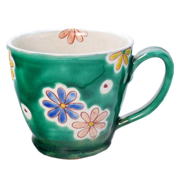 九谷焼 虚空蔵窯マグカップ 花紋 グリーン 10012351