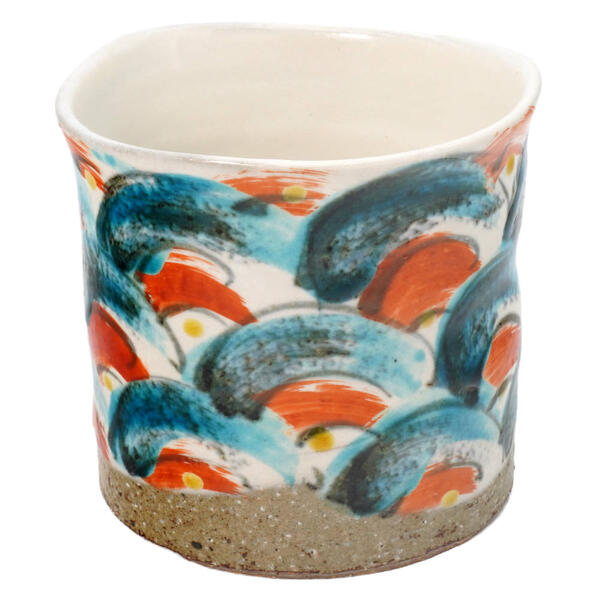 九谷焼 虚空蔵窯ロックカップ（ロックグラス）古染海波文 10012343