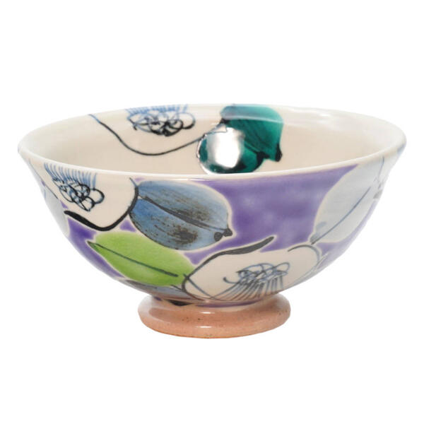 九谷焼 虚空蔵窯飯碗（ご飯茶碗）古染椿 パープル 10012396