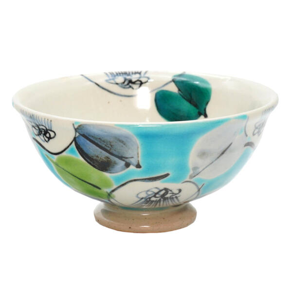 九谷焼 虚空蔵窯飯碗（ご飯茶碗）古染椿 ブルー 10012398