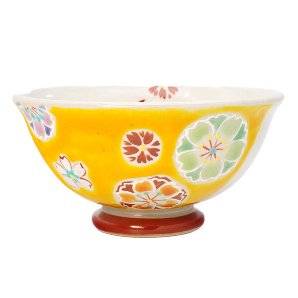 九谷焼 虚空蔵窯飯碗（ご飯茶碗）重ね桜 イエロー 10012403