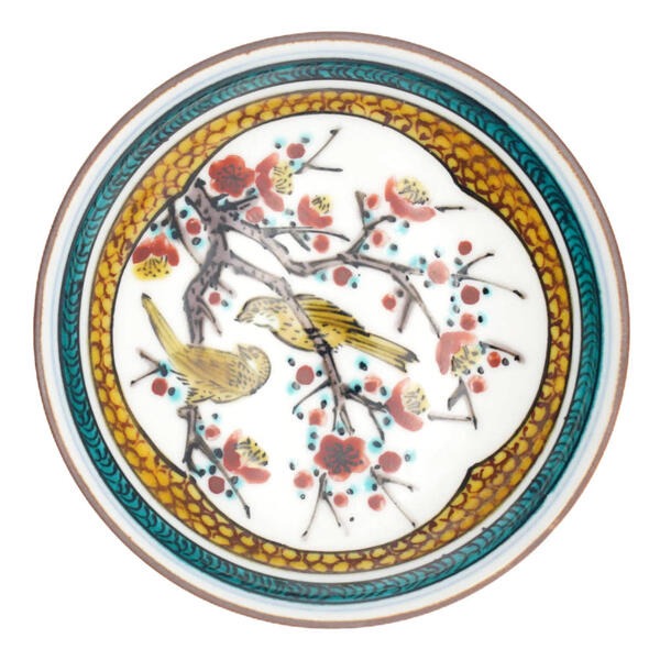 西田伸也 九谷焼平盃 梅に鳥 10012477