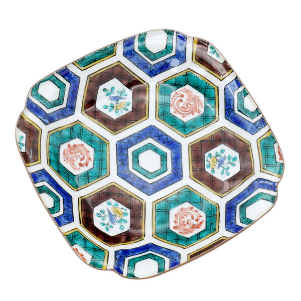 三ツ井為吉 九谷焼5号銘々皿 亀甲文