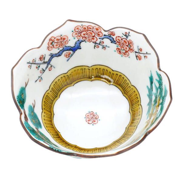 三ツ井為吉 九谷焼桔梗型小鉢 松竹梅