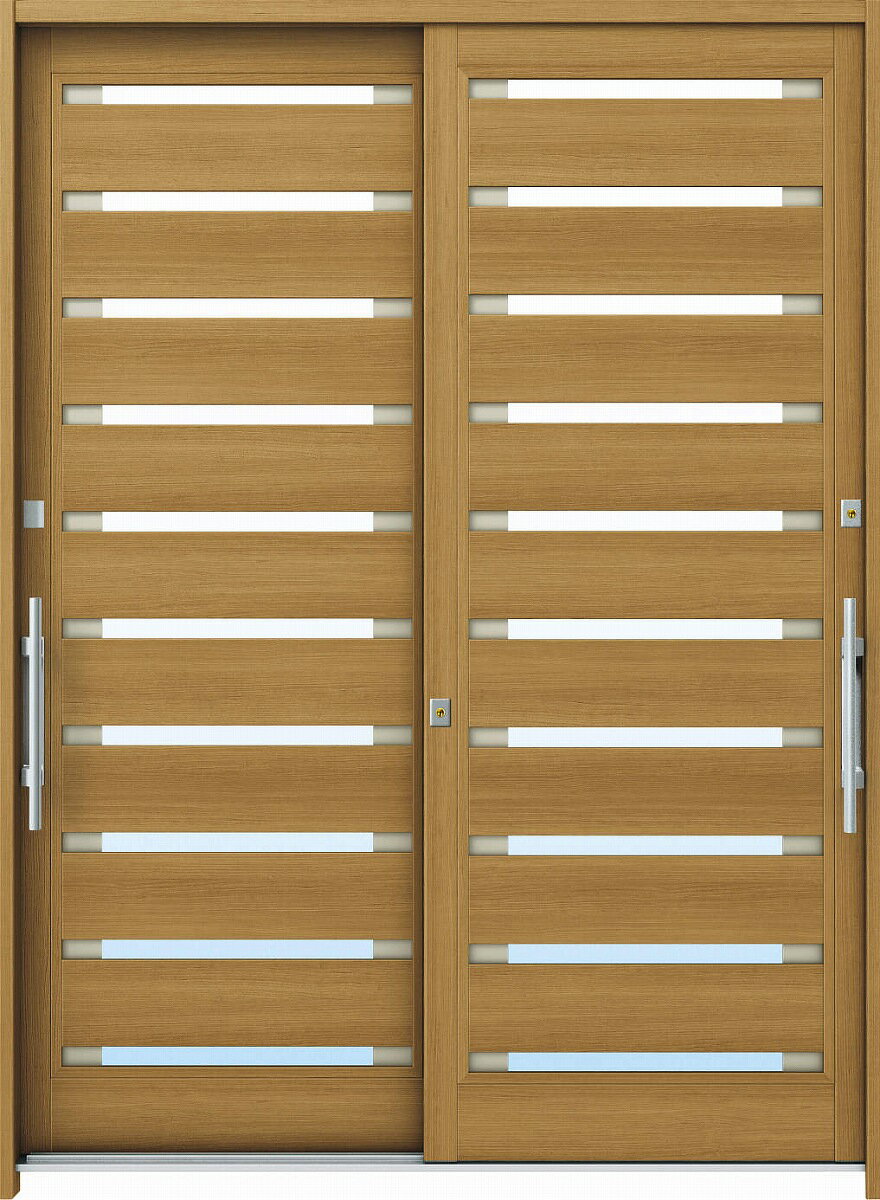 YKKAP玄関 玄関引戸 れん樹[現代和風] 6尺2枚建[ランマ通し] C08[木目柄]：単板ガラス[幅1800mm×高2230..