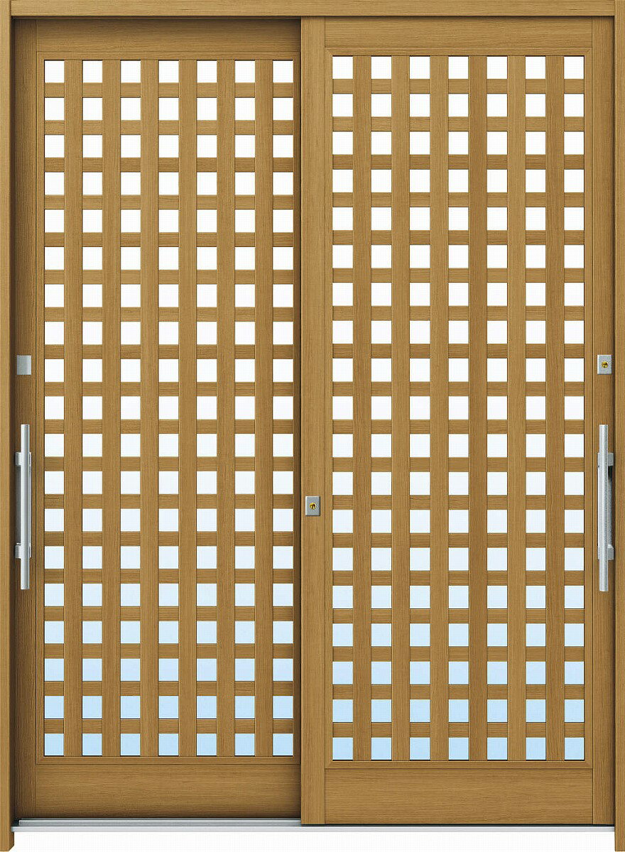 YKKAP玄関 断熱玄関引戸 れん樹[現代和風] 6尺2枚建[ランマ通し] A11[木目柄]：複層ガラス[幅1640mm×高..
