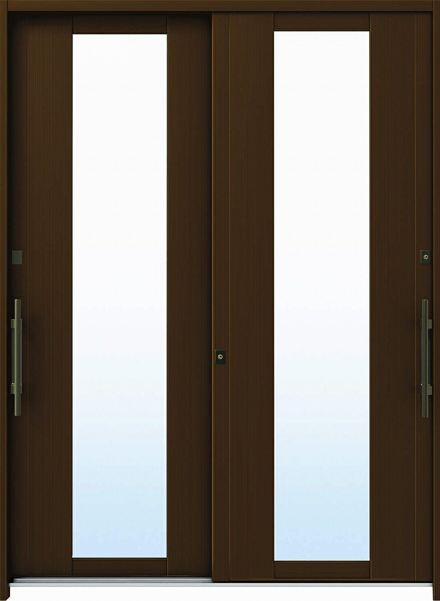 YKKAP玄関 断熱玄関引戸 れん樹[洋風ベーシック] 6尺2枚建[ランマ通し] B01[アルミ色]：複層ガラス[幅1..