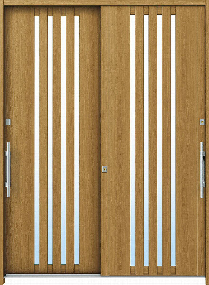 YKKAP玄関 断熱玄関引戸 れん樹[洋風ベーシック] 6尺2枚建[ランマ通し] B04[木目柄]：複層ガラス[幅1640mm×高2230mm]【ykk】【YKK玄関引き戸】【引き戸】【れんじゅ】【玄関戸】【玄関ドア引戸】