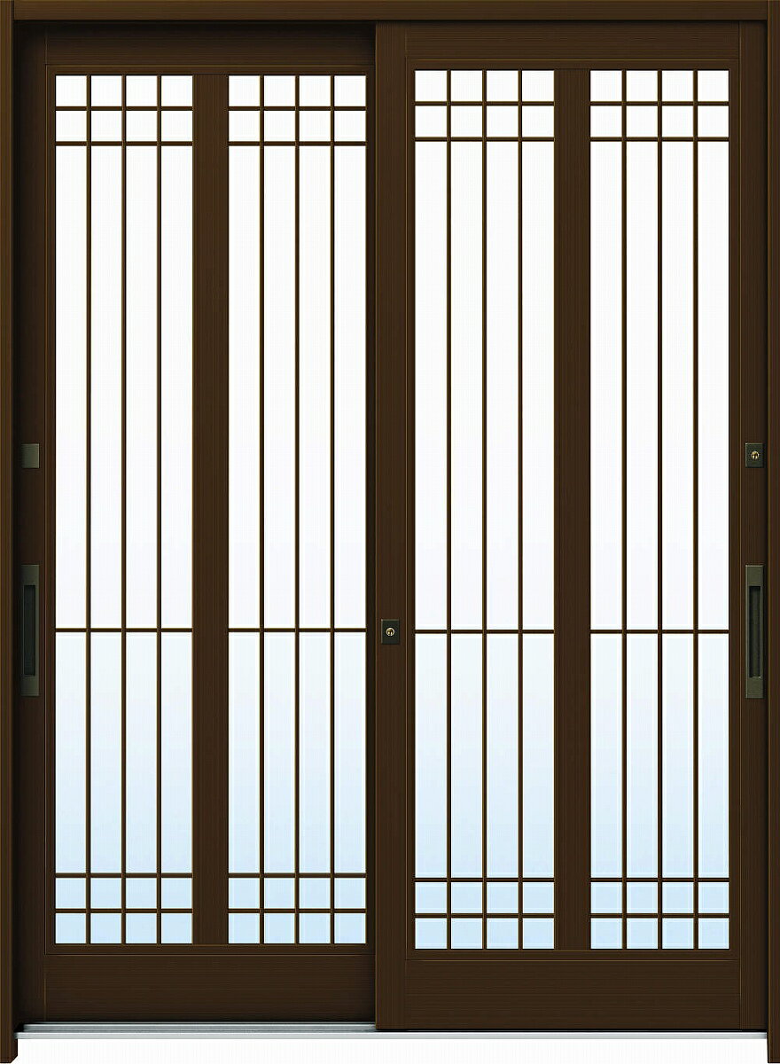 YKKAP玄関 玄関引戸 れん樹[伝統和風] 6尺2枚建[ランマ無] A13[アルミ色]：単板ガラス[幅1900mm×高1930..