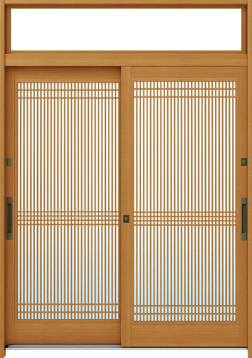 YKKAP玄関 玄関引戸 れん樹[伝統和風] 6尺2枚建[ランマ付] A05[木目柄]：単板ガラス[幅1690mm×高2330mm]【ykk】【YKK玄関引き戸】【引き戸】【れんじゅ】【玄関戸】【玄関ドア引戸】