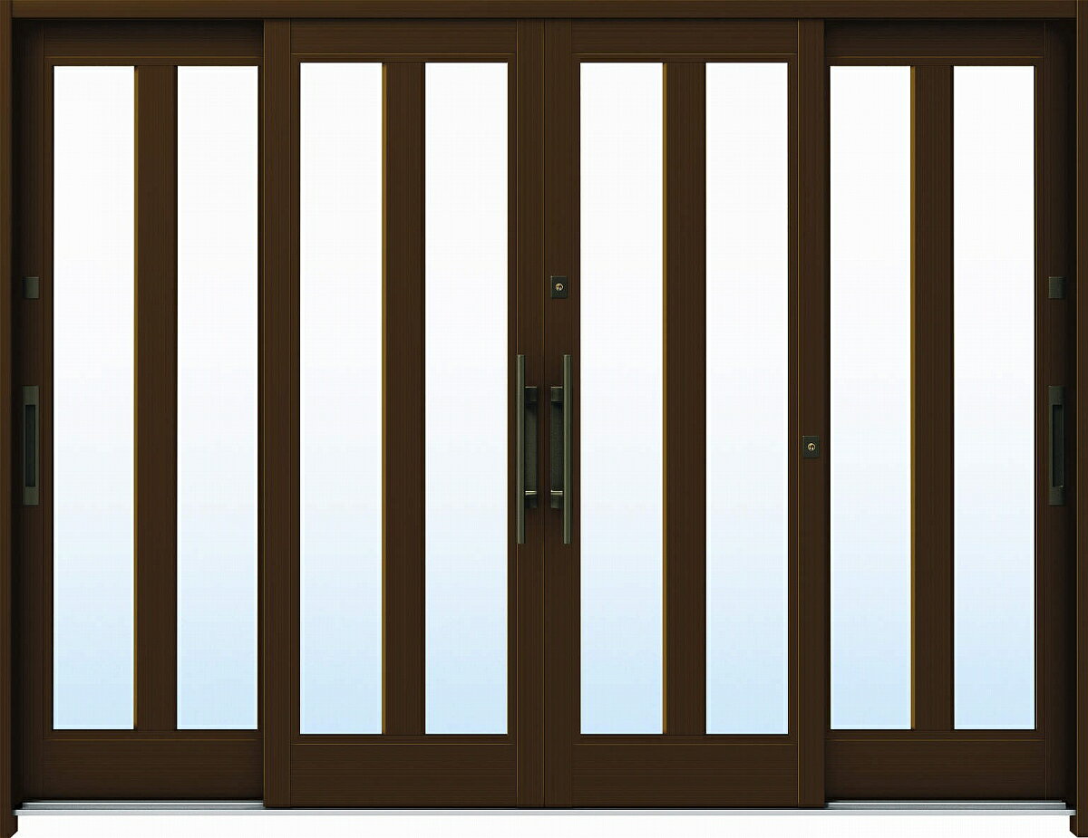 YKKAP玄関 断熱玄関引戸 れん樹[伝統和風] 9尺4枚建[ランマ無] A07[アルミ色]：複層ガラス[幅2600mm×高..