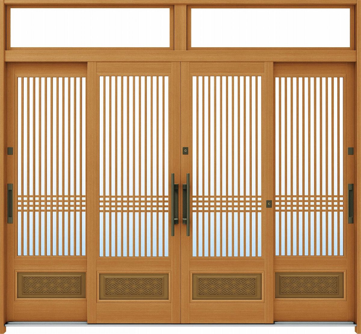 ◎オプション商品◎中桟付スライド網戸　4枚建　木目柄格子付スライド網戸　4枚建　木目柄中桟無スライド網戸　4枚建　木目柄壁付防風ポスト室内額縁用アングル　4枚建半外付型用　コンクリート納まり用アンカー　上枠（ランマ付）用半外付型用　コンクリート納まり用アンカー　上枠（ランマ無）用・たて枠用グレーチング排水溝モール(真壁納まり用)24mm見付　室内額縁用アングル 4枚建 関東間9尺24mm見付　室内額縁用アングル 4枚建 関東間12尺 主材料 アルミ形材 商品内容 ガラス入り完成品引戸本体×4枚 未組立枠×1セット 錠セット×1セット ランマ×1セットガラス厚（透明3mm＋透明3mmガラス、不透明4mm＋透明3mmガラス） ジャンル：YKK ap・住宅・建材・DIY・日曜大工・取り替え・リフォーム商品画像種類：商品単体外観ご注文前にページ下部のご注文時の注意をお読み下さい