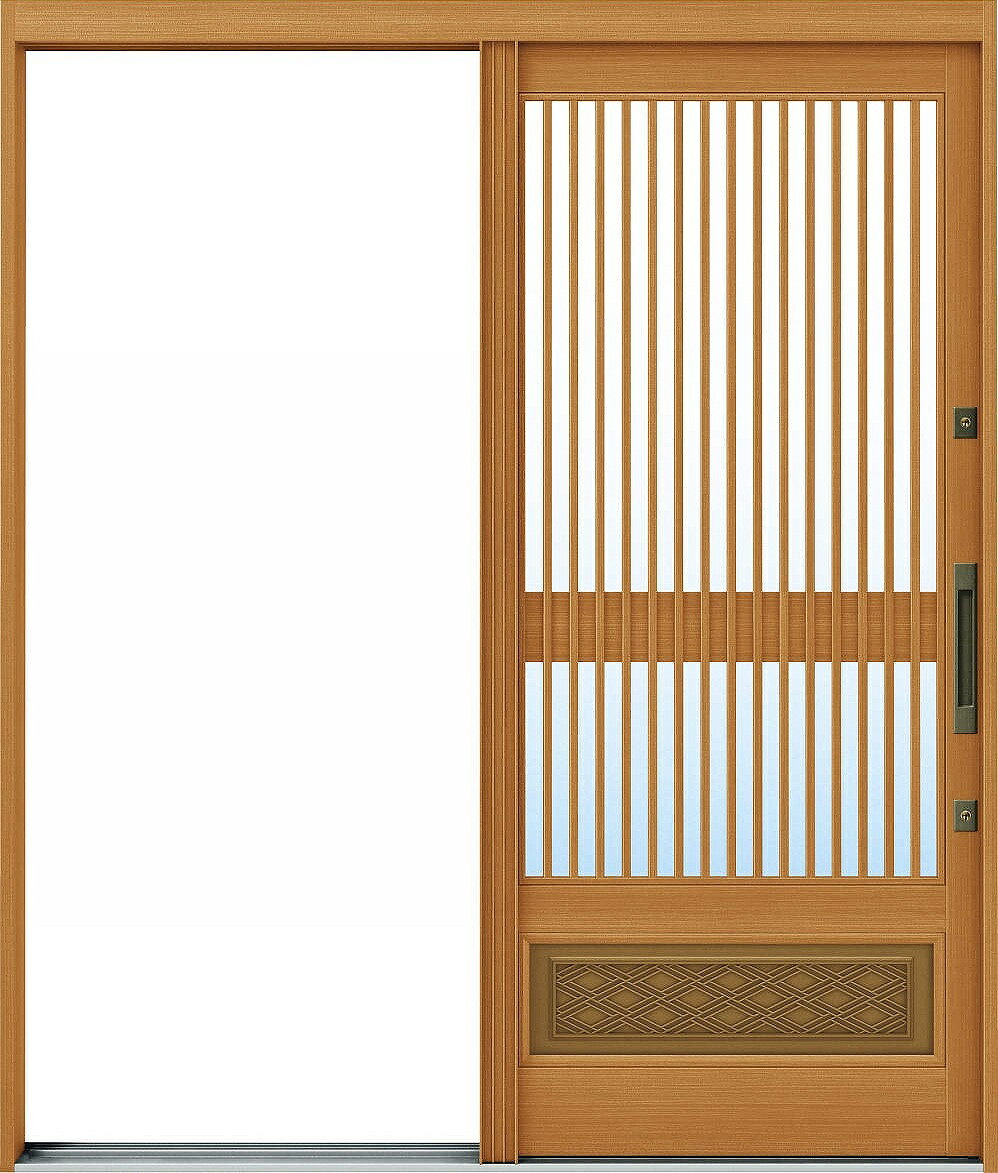 YKKAP玄関 玄関引戸 れん樹[伝統和風] 内片引込み戸[ランマ無] A04[木目柄]：単板ガラス[幅1690mm×高1960mm]【ykk】【YKK玄関引き戸】【引き戸】【れんじゅ】【玄関戸】【玄関ドア引戸】