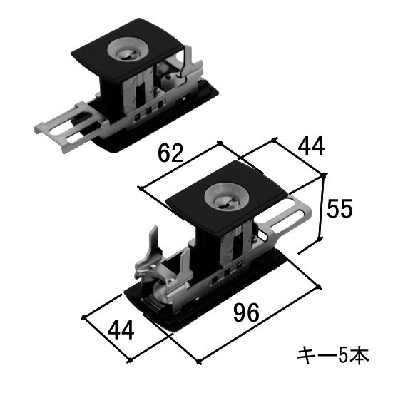 三協部品 玄関引戸 引き違い戸錠 [WD4262] シリンダー 黒 (KC) ゴール製D9仕様。2枚建用 戸先錠 同一キーセット かぎを回すのが重い、固い、ひっかかるで検討