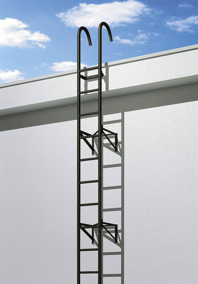 YKKAPウォールエクステリア アルミはしごエクスタラップII セット品：連結タイプ[幅430mm×高5825mm　出幅：750mm【YKK】【壁付けはしご】【梯子】【ハシゴ】【屋上】【タラップ】【後付け】