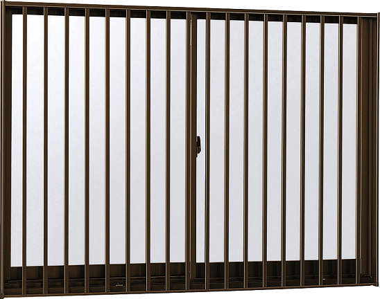 YKKAP窓サッシ 引き違い窓 フレミングJ[複層防犯ガラス] 2枚建[面格子付] 縦格子[半外付型][透明5mm+合わせ透明7mm]：[幅1845mm×高570mm]