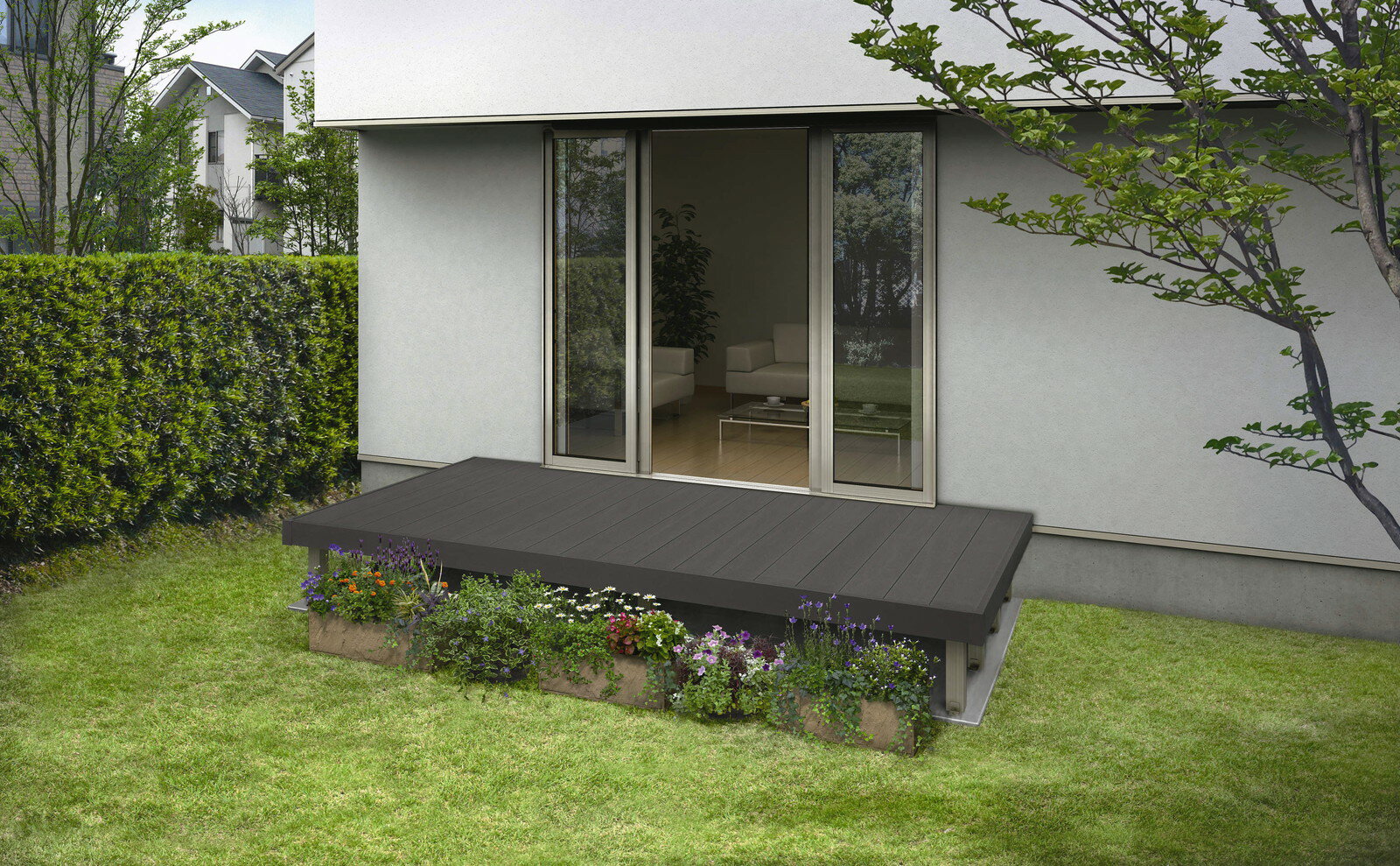 YKKAPガーデンエクステリア 庭まわり デッキまわり リウッドデッキ200[Tタイプ(高400〜550)] 奥行1520m..