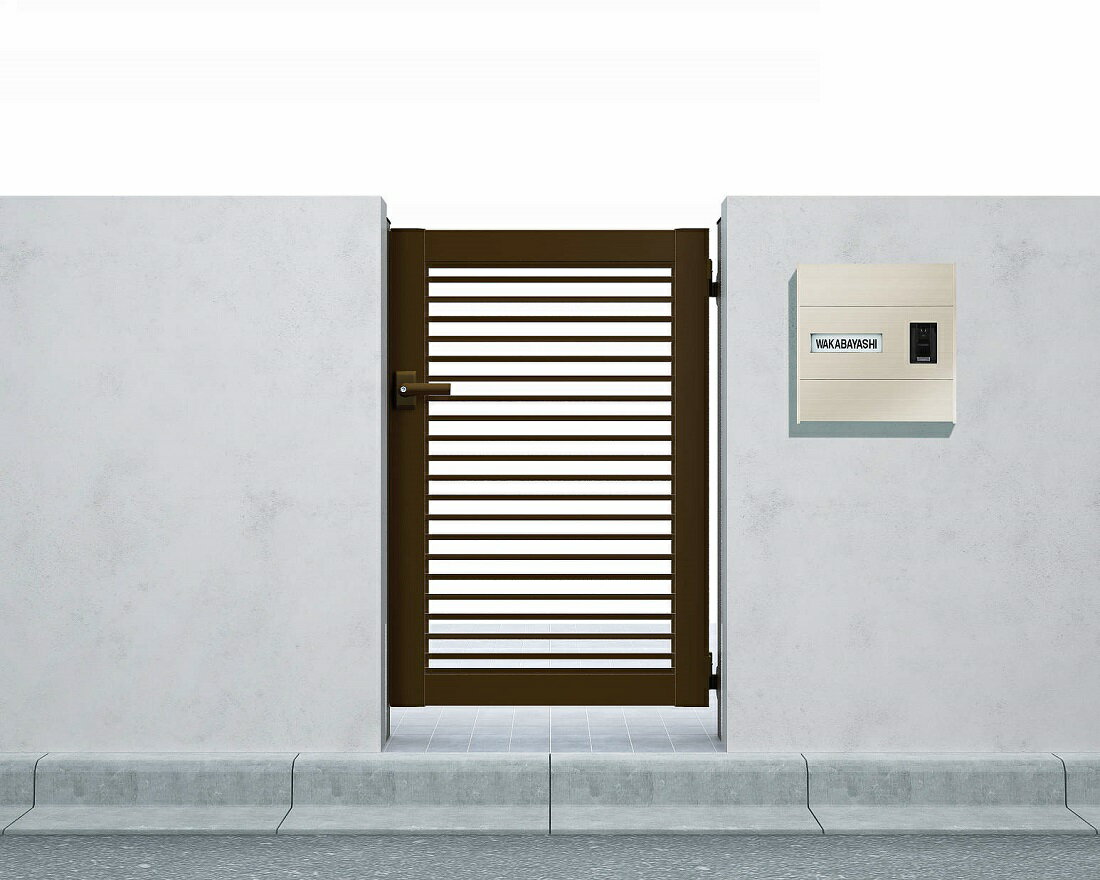 YKKAPガーデンエクステリア 門扉 シンプレオ 9型 片開き[門柱内開きセット]：[幅700mm×高1200mm]